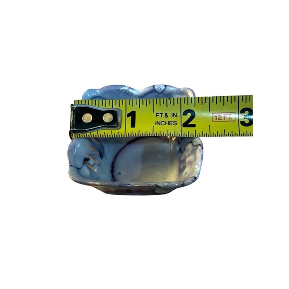 Vtg Trinket Dishes Salt Cellars Porcelain 4 Reticulated Hand Painted Square - Picture 6 of 7